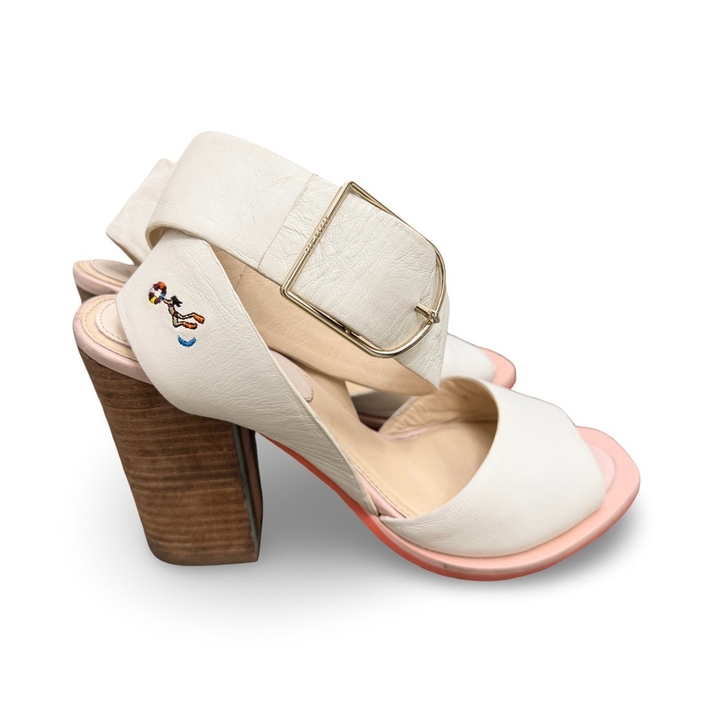 TED BAKER Thais Block Heeled Sandals Ivory Size: EU 38/ US 7.5 - Picture 5 of 8